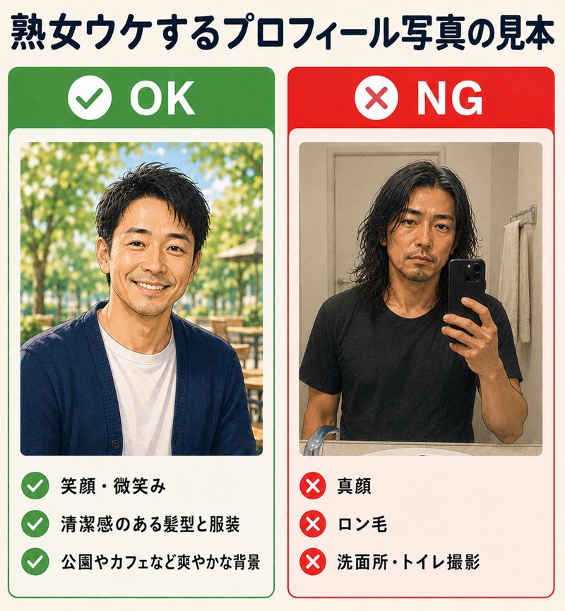 プロフ写真の良い例と悪い例